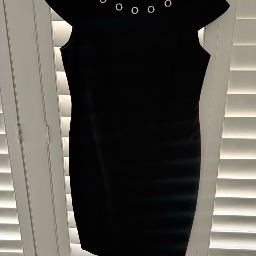 Elegant Black Dress with Eyelet Detail